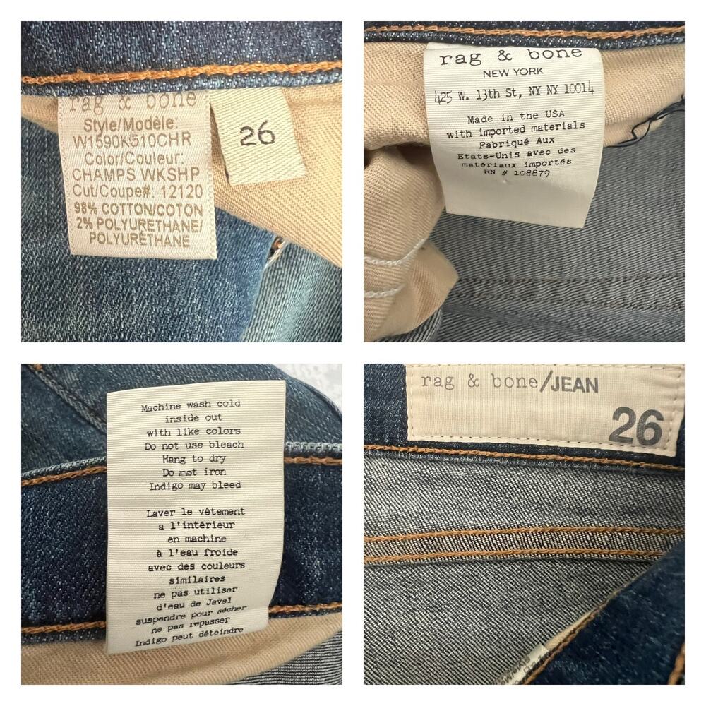 Rag & Bone Dre Low Rise
Patchwork In Champs Workshop Jeans Size 26 - Picture 8 of 13